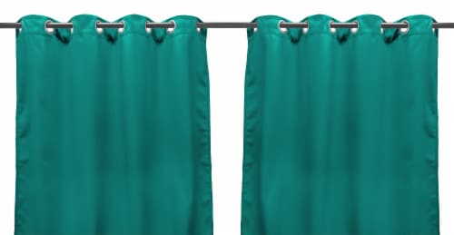 Jordan Manufacturing Outdoor Curtain Panel - 2 Pack - Solid Teal Perspective: front