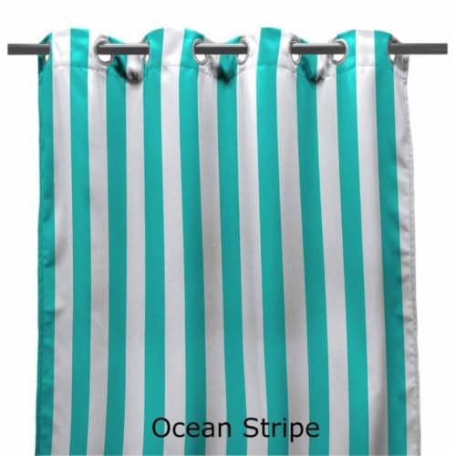 Jordan Manufacturing Outdoor Curtain Panel - 2 Pack - Ocean Stripe Perspective: front