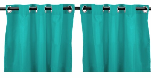 Jordan Manufacturing Solid Ocean Outdoor Curtain Panel Set - 2 Pack Perspective: front