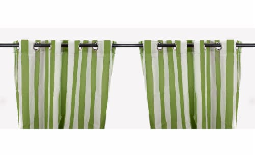 Jordan Manufacturing Sage Stripe Outdoor Curtain Panel Set - 2 Pack Perspective: front