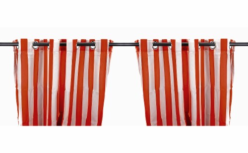 Jordan Manufacturing Rust Stripe Outdoor Curtain Panel Set - 2 Pack Perspective: front