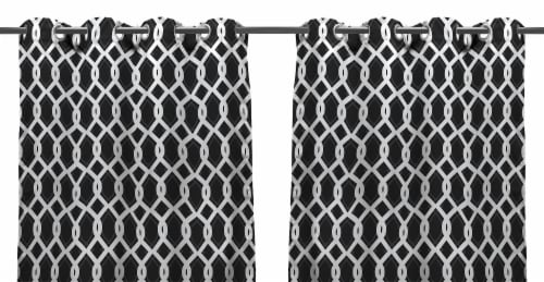 Jordan Manufacturing Outdoor Curtain Panels - 2 Pack - Cayo Black Perspective: front