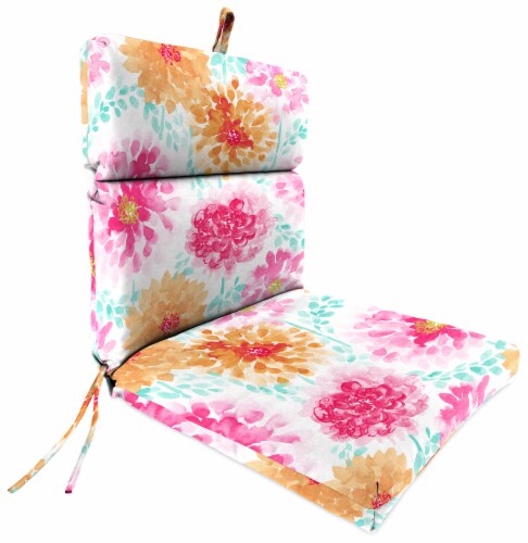 Jordan Manufacturing Gardenia Bloom Outdoor French Dining Chair Cushion Perspective: front