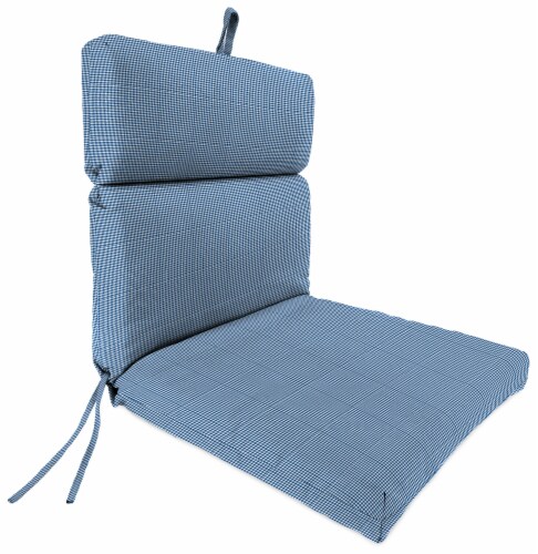 Jordan Manufacturing Dawson Lapis Outdoor French Edge Dining Chair Cushion Perspective: front