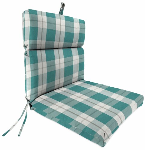 Jordan Manufacturing Stripe Opal Outdoor French Edge Dining Chair Cushion Perspective: front