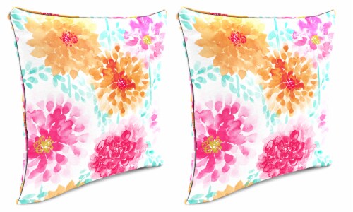 Jordan Manufacturing Gardenia Bloom Outdoor Throw Pillows with Welt 2 Pack Perspective: front