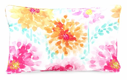 Jordan Manufacturing Gardenia Bloom Outdoor Lumbar  Throw Pillows 2 Pack Perspective: front