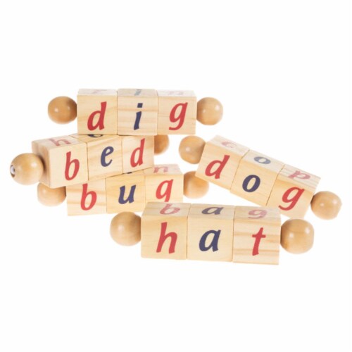 Hey Play Twist Blocks-Early Learning Wooden Alphabet Letters Montessori Manipulative Perspective: front