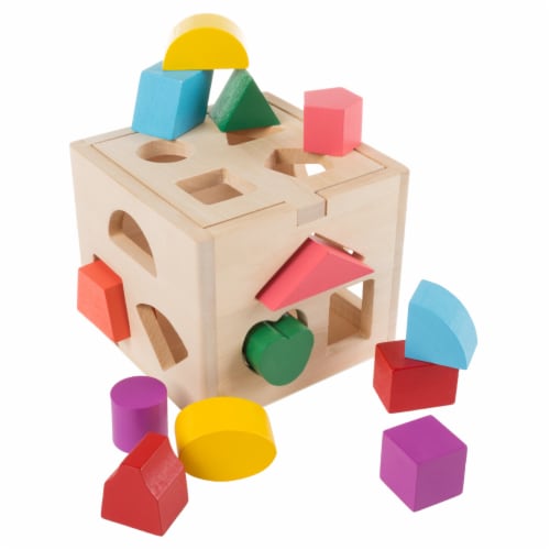 Wooden Shape Sorter Classic Toddler Cube Puzzle Toy with Shape