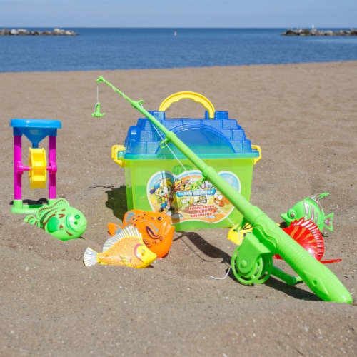 Kids Toy Fishing Set with Magnetic Fishing Pole and Reel, 6 Fish, Sand  Wheel and Tackle Box, 1 unit - Kroger