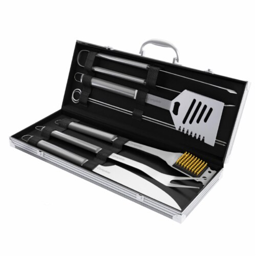 Home-Complete HC-1005 Stainless Steel Barbecue Grilling Accessories Aluminum Storage Case BBQ Perspective: front