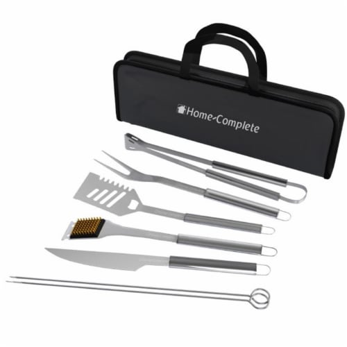 Home-Complete HC-1004 Stainless Steel Barbecue Grilling Accessories with 7 Utensils & Carryin Perspective: front