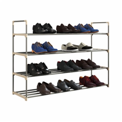 Shoe Rack Storage Shelf 4 Shelves Hallway Entryway Holds 24 Pairs 40 Inches  Long, 1 unit - Foods Co.