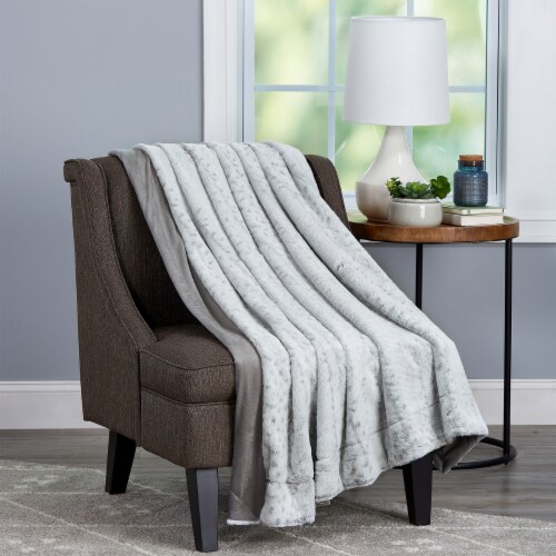 Rabbit faux fur throw grey hotsell