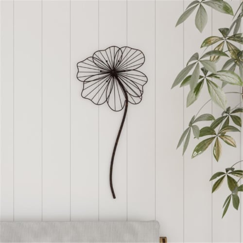 Lavish Home 80-WALLA-11 Rustic Metal Wire Stemmed Flower Sculpture Hanging Accent Art for Liv Perspective: front