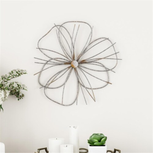 Lavish Home 80-WALLA-12 Metallic Wire Layer Flower Sculpture Contemporary Hanging Accent Art Perspective: front