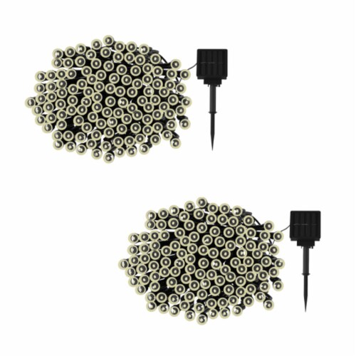 Outdoor Mini Solar String Lights- 200 LED Solar Powered Hanging Lighting with 8 Light Modes Perspective: front