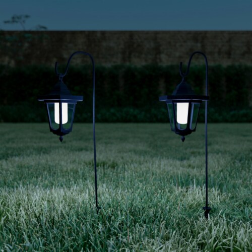 Hanging Solar Coach Lights Outdoor Lighting with Hanging Hooks for Garden, Path, Landscape, Perspective: front