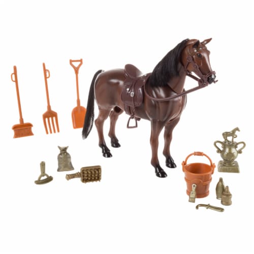 Toy Horse Set with Accessories Brushable Mane and Tail and Moving Head for Pretend Play 1 unit City Market