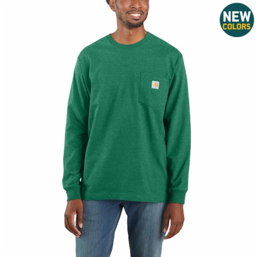 Carhartt Men's Long Sleeve Workwear Pocket T-Shirt - Green Perspective: front