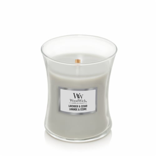 WoodWick® Lavender & Cedar Scented Jar Candle Perspective: front