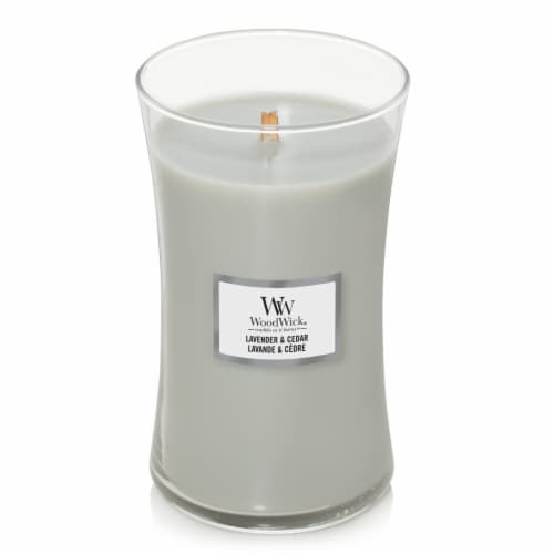 WoodWick®  Lavender & Cedar Scented Jar Candle Perspective: front
