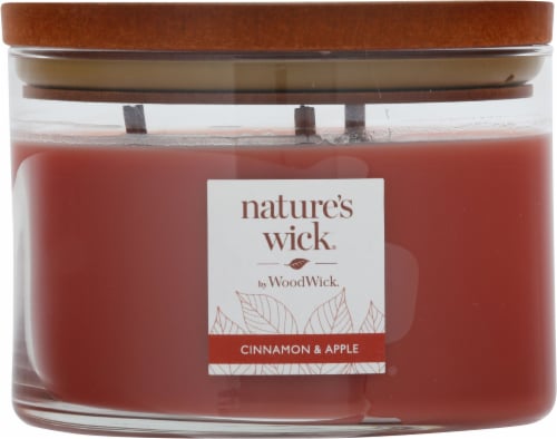WoodWick® Nature's Wick 3-Wick® Cinnamon & Apple Scented Large Jar Candle Perspective: front