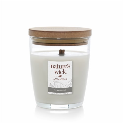 WoodWick® Nature's Wick® Teakwood Scented Medium Jar Candle Perspective: front