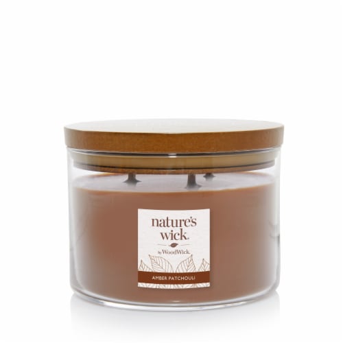 WoodWick® 3 Wick Large Amber Patchouli Jar Candle Perspective: front