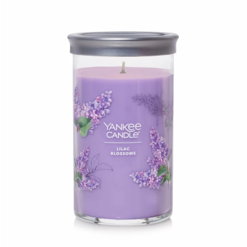 Yankee Candle Pillar Jar Candle Lilac Blossoms Perspective: front