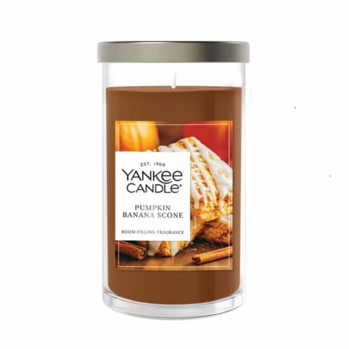 Yankee Candle® Pillar Jar Candle Pumpkin Banana Scone Perspective: front