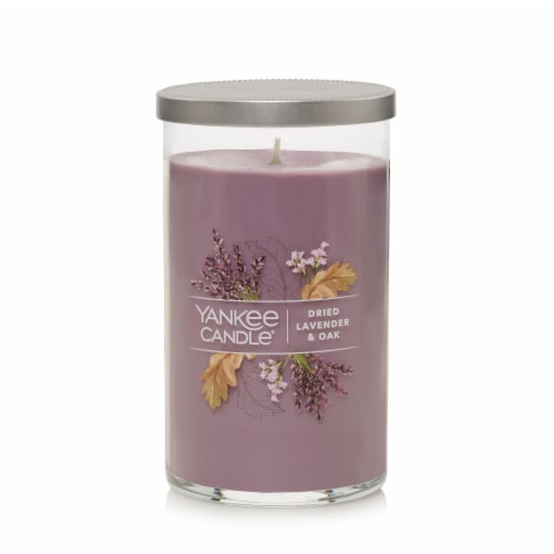 Yankee Candle Pillar Jar Candle Dried Lavendar & Oak Perspective: front