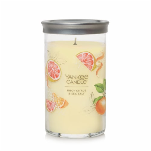 Yankee Candle Pillar Jar Candle Juicy Citrus & Sea Salt Perspective: front