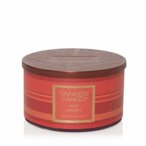 Yankee Candle Fall 3 Wick Apple Pumpkin Secented Candle Perspective: front