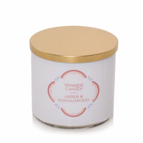 Yankee Candle Three Wick Amber Sandalwood Perspective: front