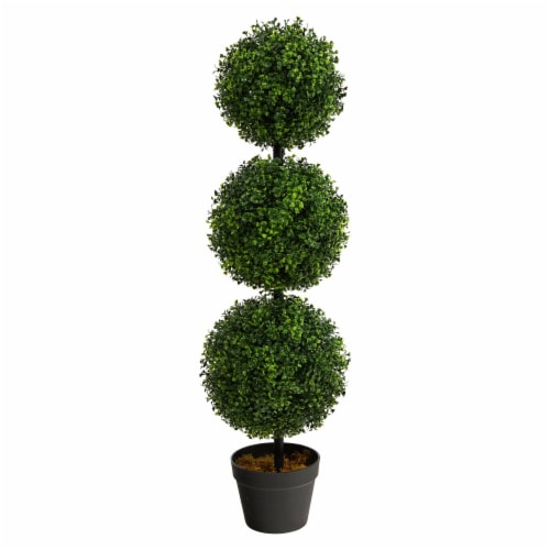 3-ft Boxwood Triple Ball Topiary Artificial Tree (Indoor/Outdoor) Perspective: front