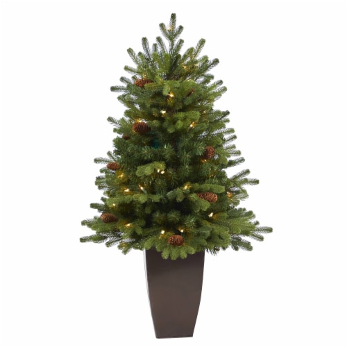 3.5-ft Yukon Fir Xmas Tree with 50 Clear Lights and Pine Cones Perspective: front
