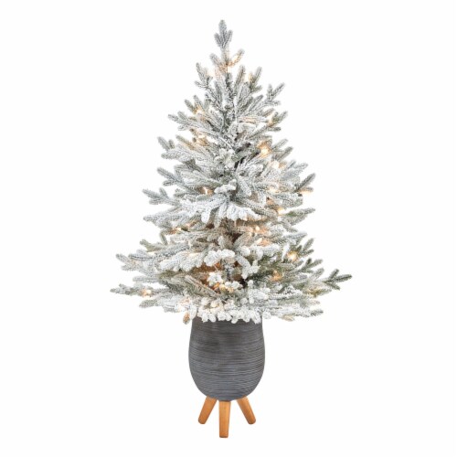 45in Flocked Fraser Fir Xmas Tree w/200 in Planter with Stand, 1 Kroger
