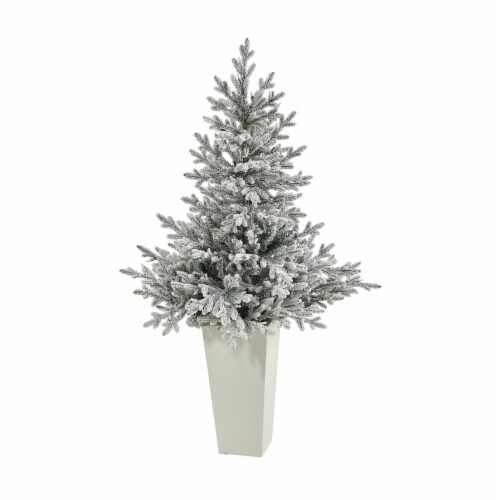 57in Flocked Fraser Fir Xmas Tree w/300 Lights in Planter, 1 Kroger