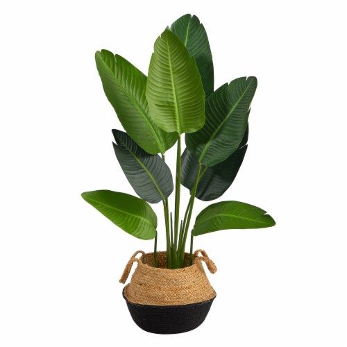 Nearly Natural T2940 4 ft. Travelers Palm Artificial Tree with Boho Chic Handmade Cotton & Ju Perspective: front
