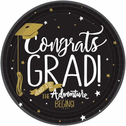 Ampro Congrats Grad Graduation Plates - 8 pk Perspective: front