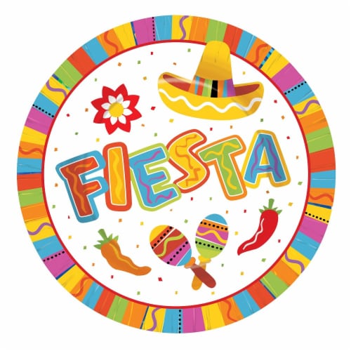 Amscan Fiesta Fun 9-Inch Round Plates Perspective: front