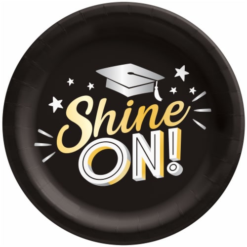 Party Impressions Shine On Graduation Paper Plates Perspective: front