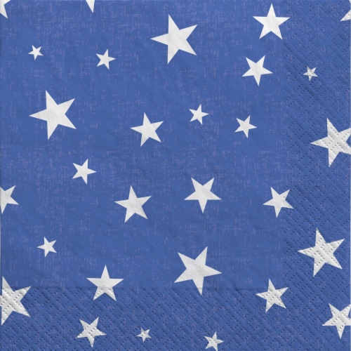 Party Impressions Blue and White Stars Paper Napkins Perspective: front