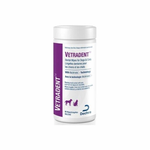Dechra 192959807929 Vetradent Dental Wipes for Dogs & Cats, 60 Count Perspective: front