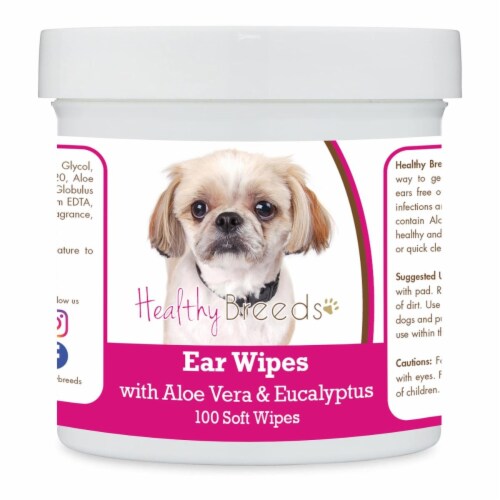 Healthy Breeds 192959824346 Peekapoo Ear Cleaning Wipes with Aloe & Eucalyptus for Dogs - 100 Perspective: front