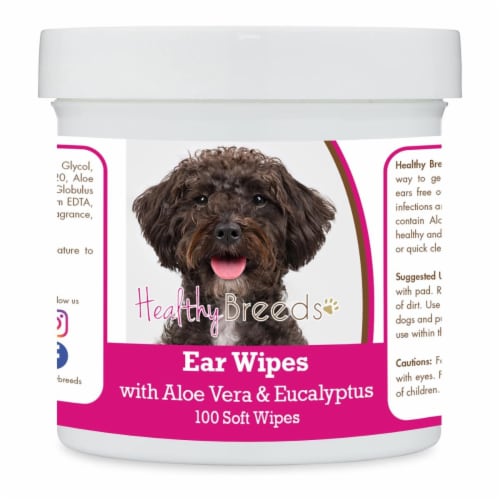 Healthy Breeds 192959824605 Schnoodle Ear Cleaning Wipes with Aloe & Eucalyptus for Dogs - 10 Perspective: front