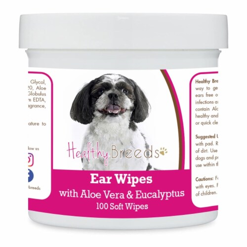 Healthy Breeds 192959824681 Shih-Poo Ear Cleaning Wipes with Aloe & Eucalyptus for Dogs - 100 Perspective: front
