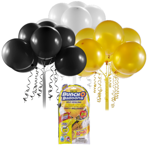 Zuru Bunch O Balloons Self-Sealing Celebration Party Balloons - Black/Gold/White Perspective: front