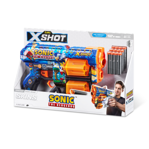 Zuru X-SHOT-SKINS Dread Mega Sonic Sonict he Hedgehog Air Pocket Blaster Perspective: front